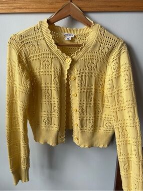 Yellow Crochet Cardigan